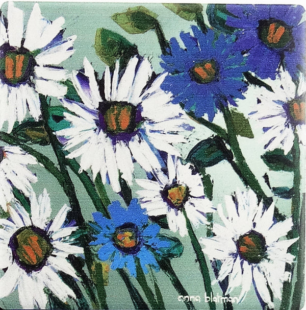 Coaster Set of 4 Blue Flowers