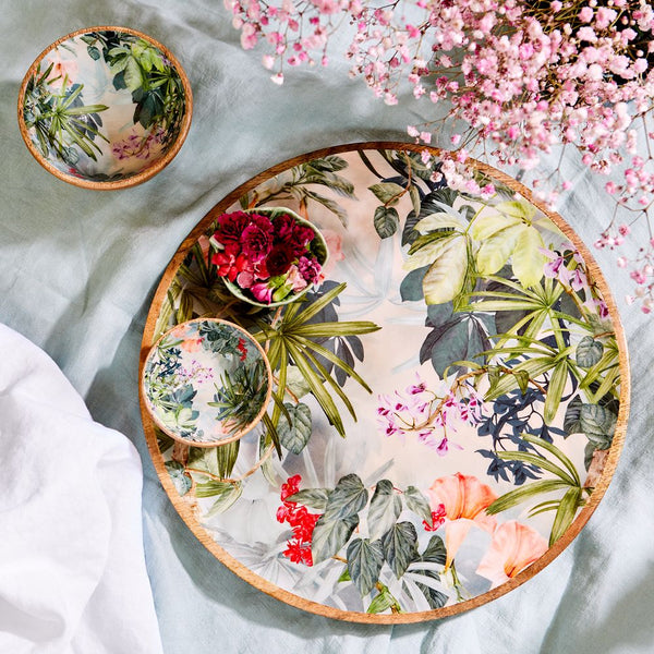 Mango Wood Platter in Wildflower- 35cm
