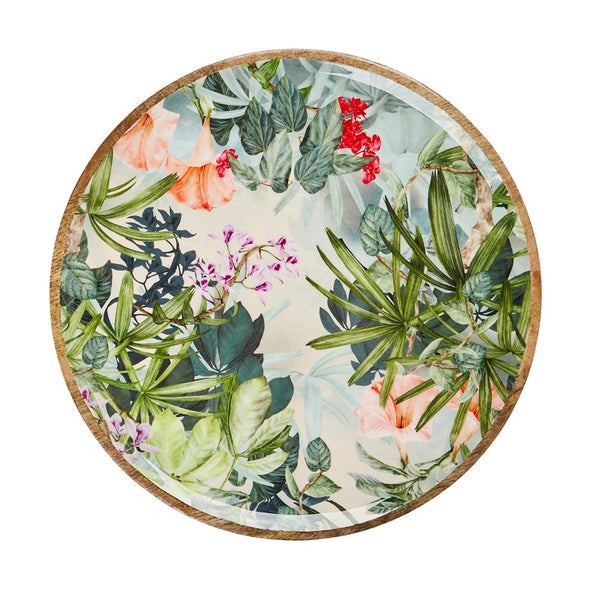 Mango Wood Platter in Wildflower- 35cm