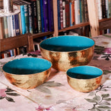 Hand Beaten Brass & Enamel Bowl in Green